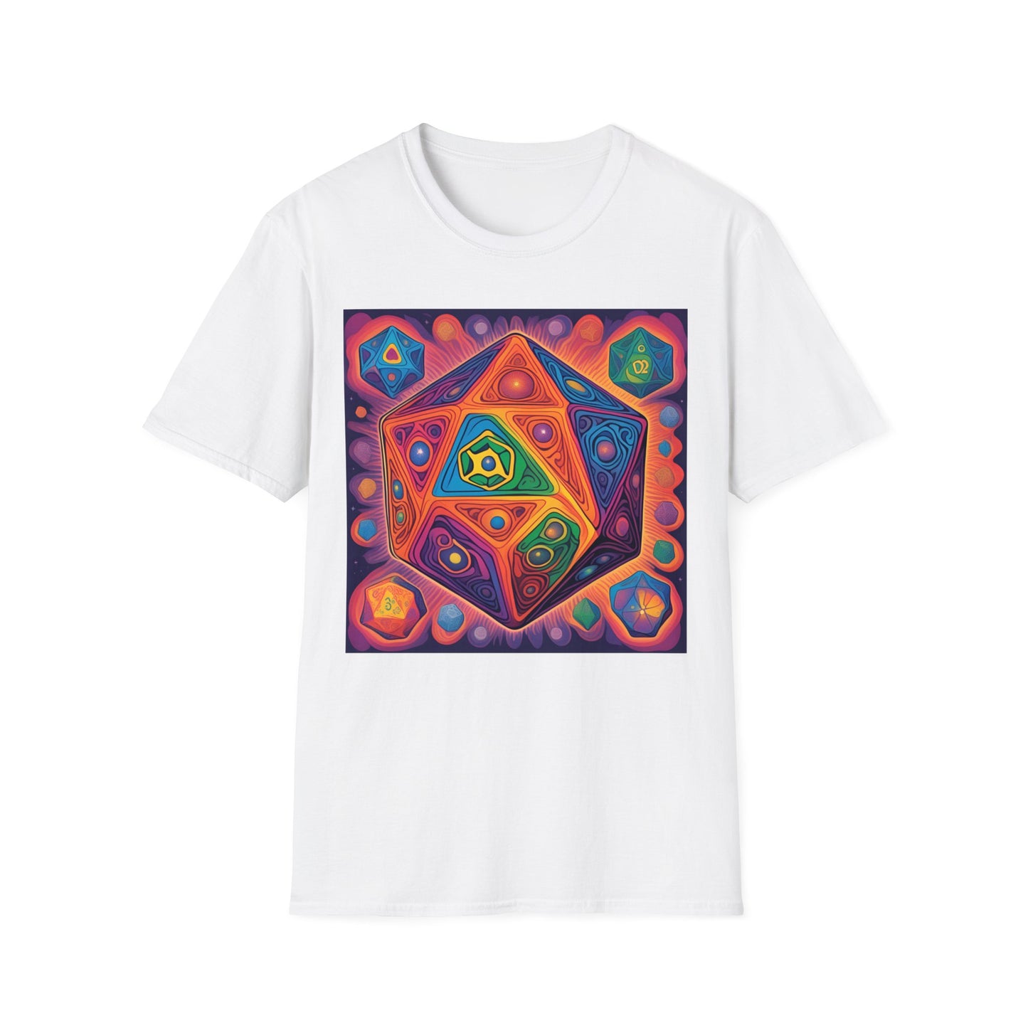 Retro Colourful D20 T-shirt | Dice and Thread | Unisex T-Shirt
