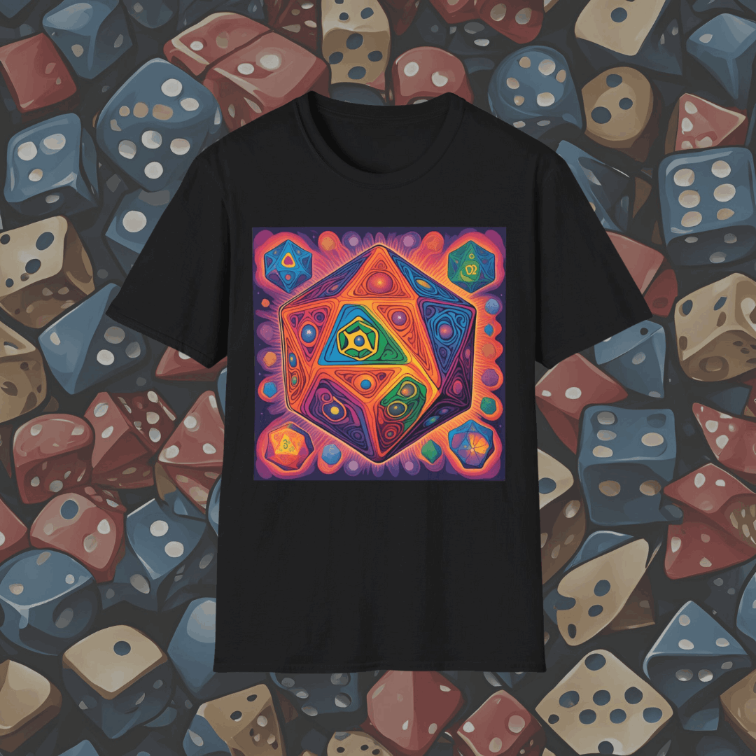 Retro Colourful D20 T-shirt | Dice and Thread | Unisex T-Shirt