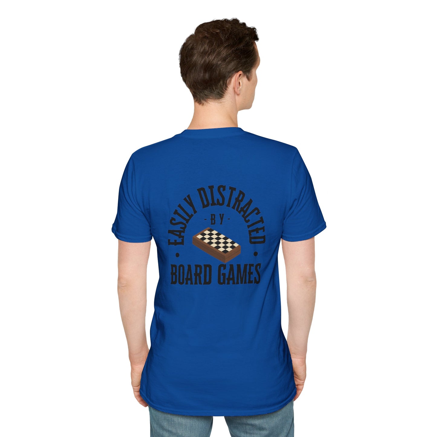 Easily Distracted by Board Games | Dice and Thread | Unisex Soft-Style T-Shirt