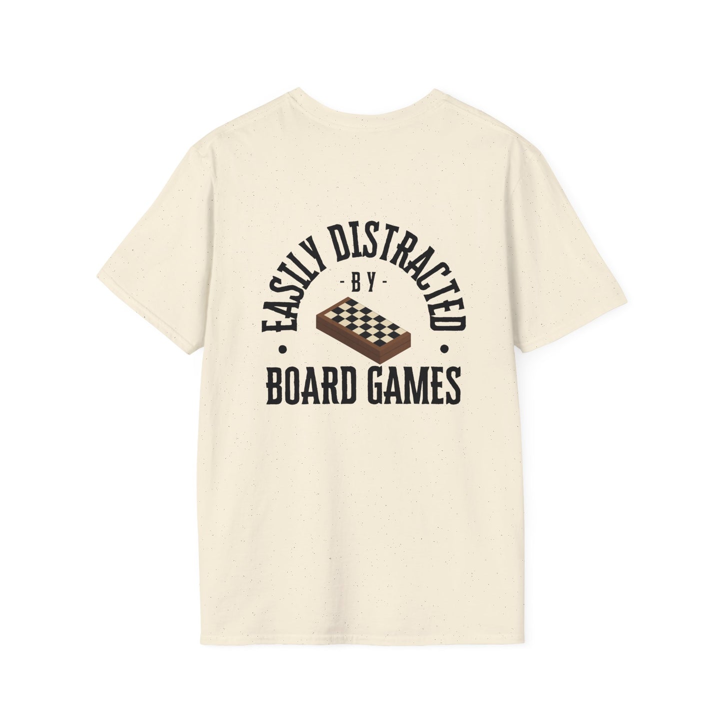 Easily Distracted by Board Games | Dice and Thread | Unisex Soft-Style T-Shirt