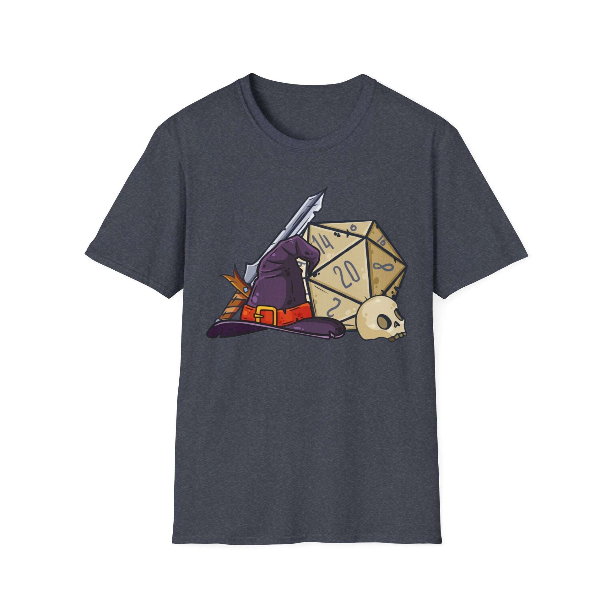 D20 Wizard hat and sword DnD  | Dice and Thread  | Unisex T-Shirt