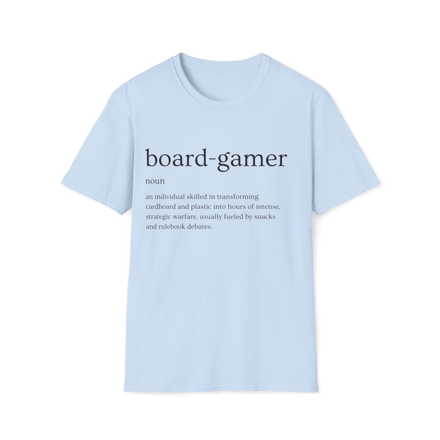 Definition of a Board-Gamer | Dice and Thread | Unisex Soft-Style T-Shirt