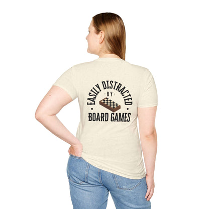 Easily Distracted by Board Games | Dice and Thread | Unisex Soft-Style T-Shirt