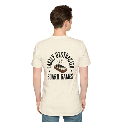 Easily Distracted by Board Games | Dice and Thread | Unisex Soft-Style T-Shirt