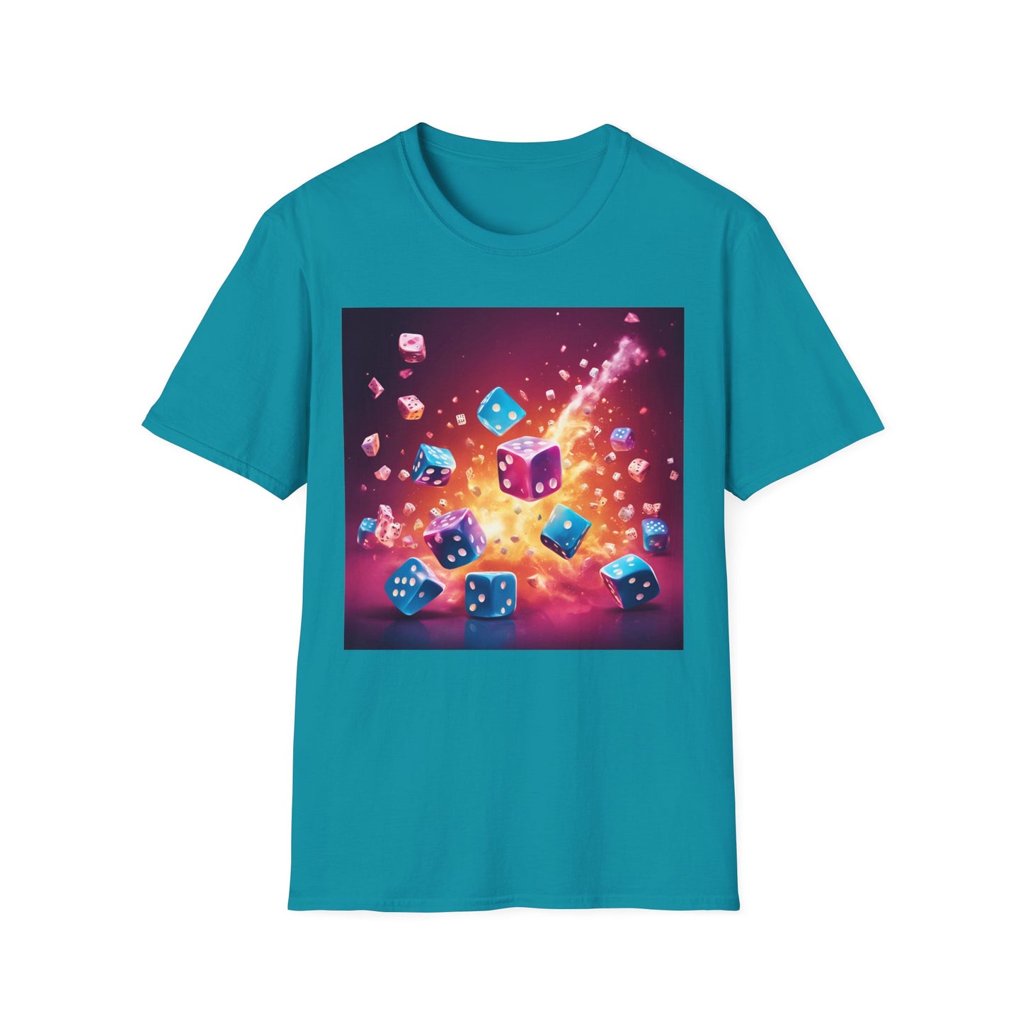 Retro Artistic exploding Dice | Dice and Thread | Unisex Soft-Style T-Shirt