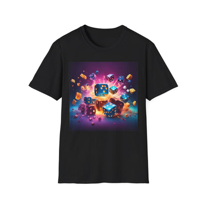 Exploding Dice Neon | Dice and Thread | Unisex Soft-Style T-Shirt