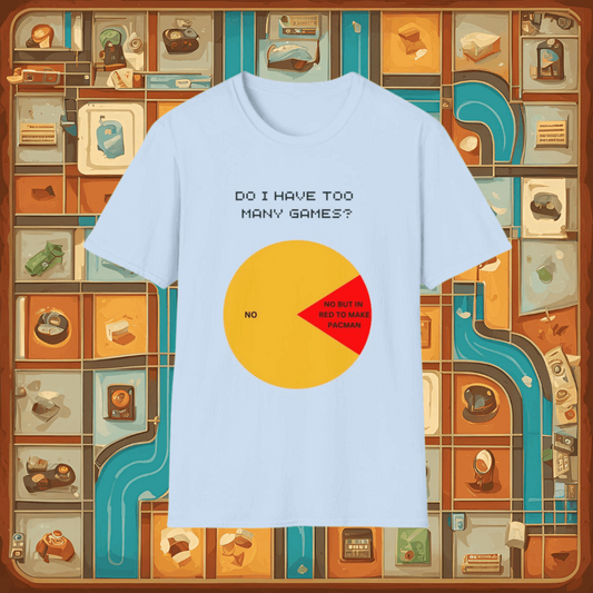 Pacman "Too many games" | Dice and Thread | Unisex Soft-Style T-Shirt