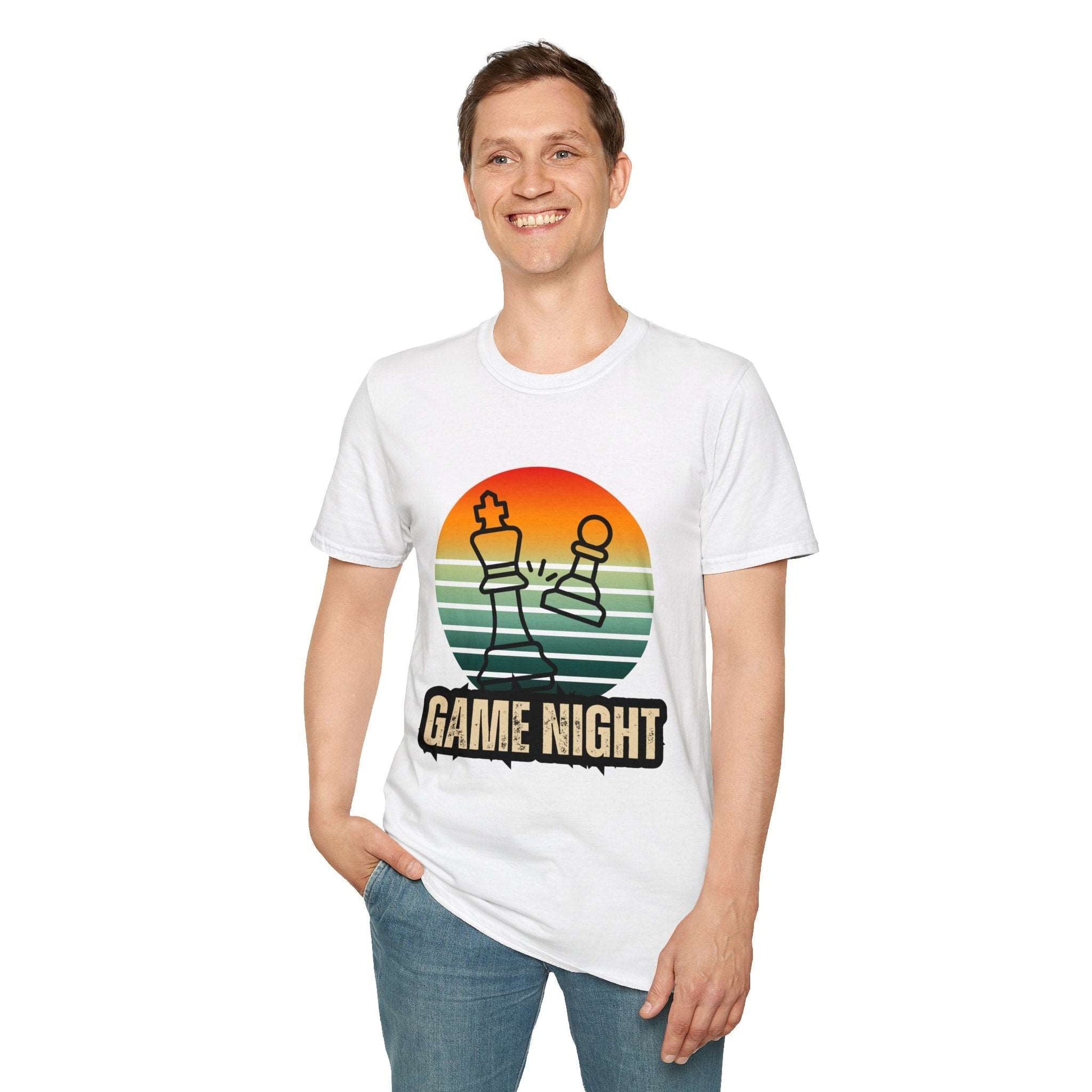 "Game Night" | Chess Design | Dice and Thread | Unisex Soft-Style T-Shirt