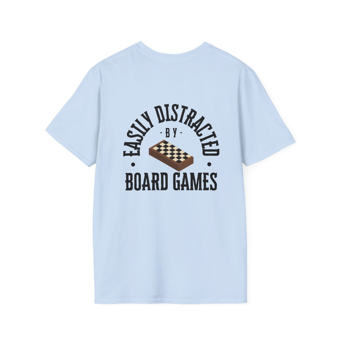 Easily Distracted by Board Games | Dice and Thread | Unisex Soft-Style T-Shirt