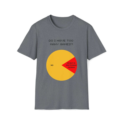 Pacman "Too many games" | Dice and Thread | Unisex Soft-Style T-Shirt