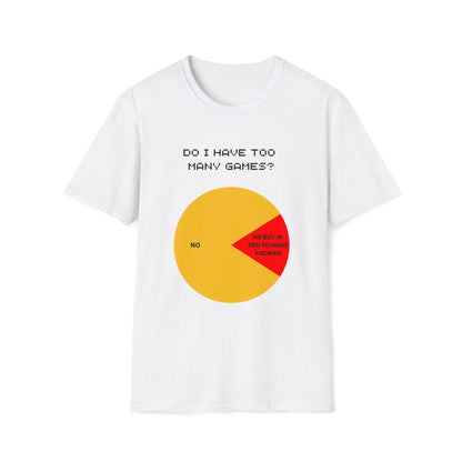 Pacman "Too many games" | Dice and Thread | Unisex Soft-Style T-Shirt