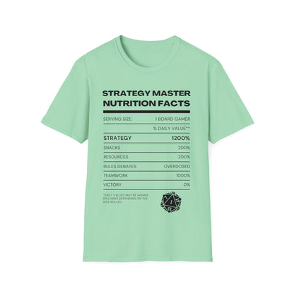 Strategy Master Nutrition Facts | Dice and Thread | Nutrition Facts T-Shirt