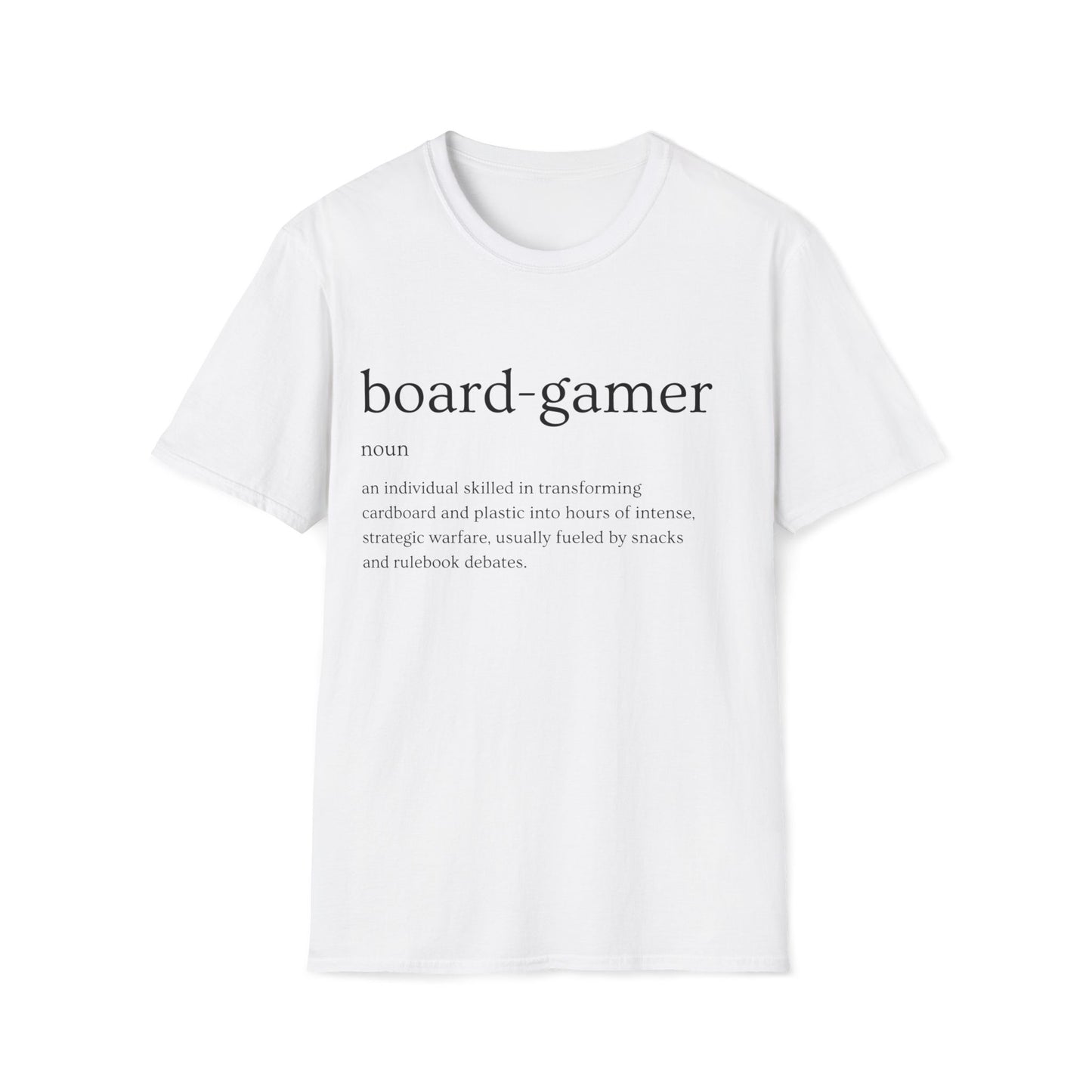 Definition of a Board-Gamer | Dice and Thread | Unisex Soft-Style T-Shirt