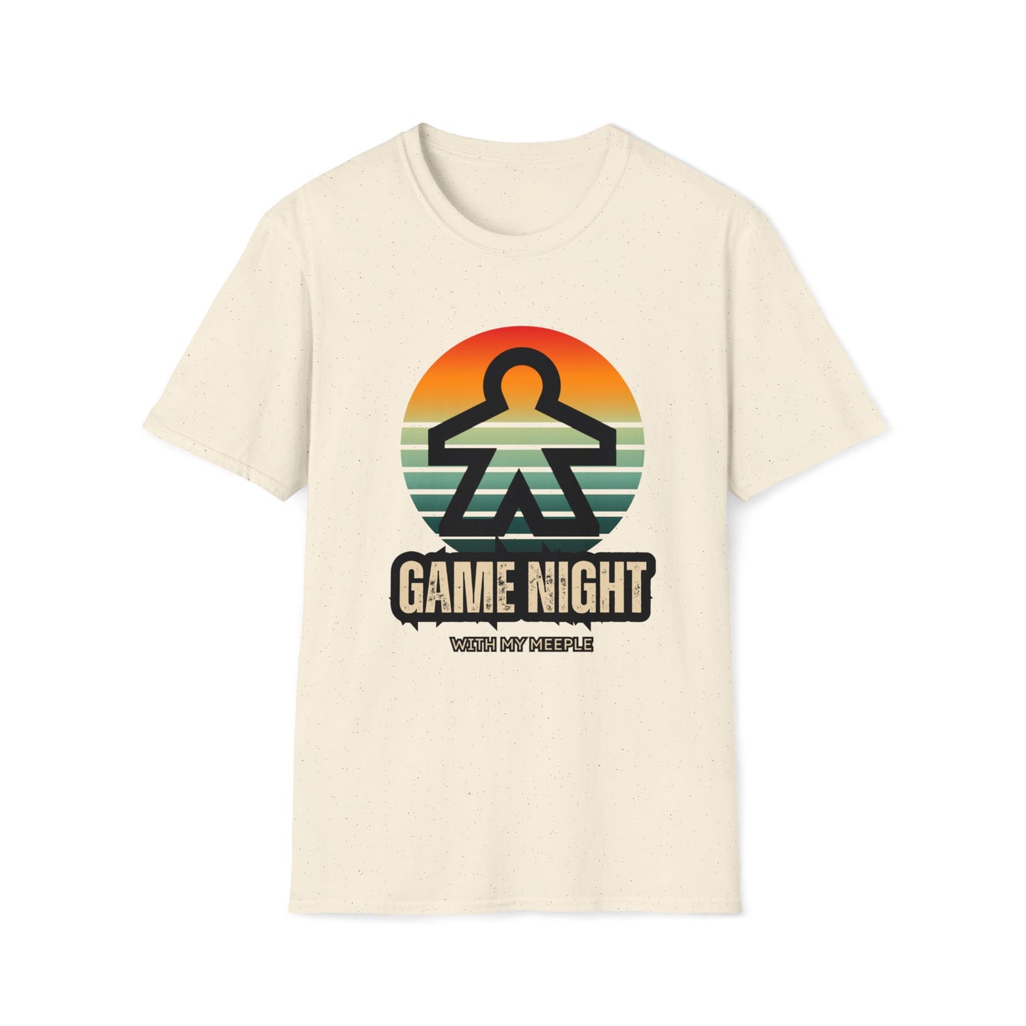 "Game Night with My Meeple" | Meeple Design | Dice and Thread | Unisex Soft-Style T-Shirt