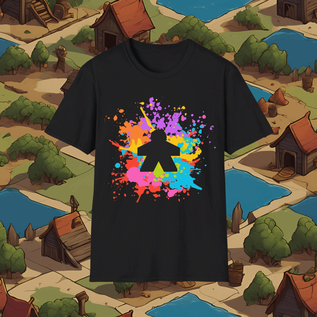 Paint Meeple | Dice and Thread | Printed Graphic T-Shirt Board Game