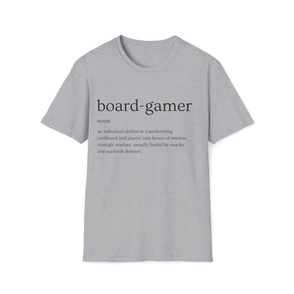 Definition of a Board-Gamer | Dice and Thread | Unisex Soft-Style T-Shirt