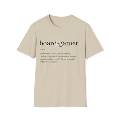 Definition of a Board-Gamer | Dice and Thread | Unisex Soft-Style T-Shirt