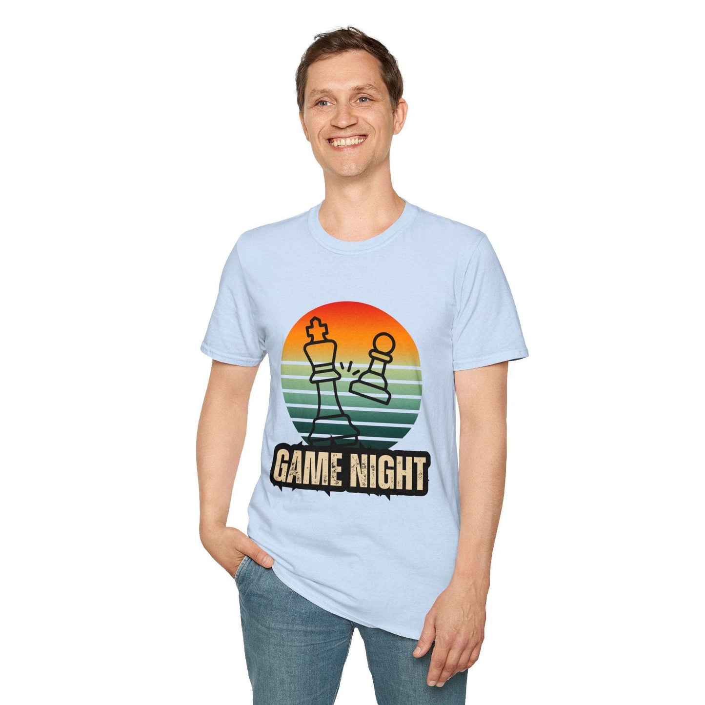 "Game Night" | Chess Design | Dice and Thread | Unisex Soft-Style T-Shirt