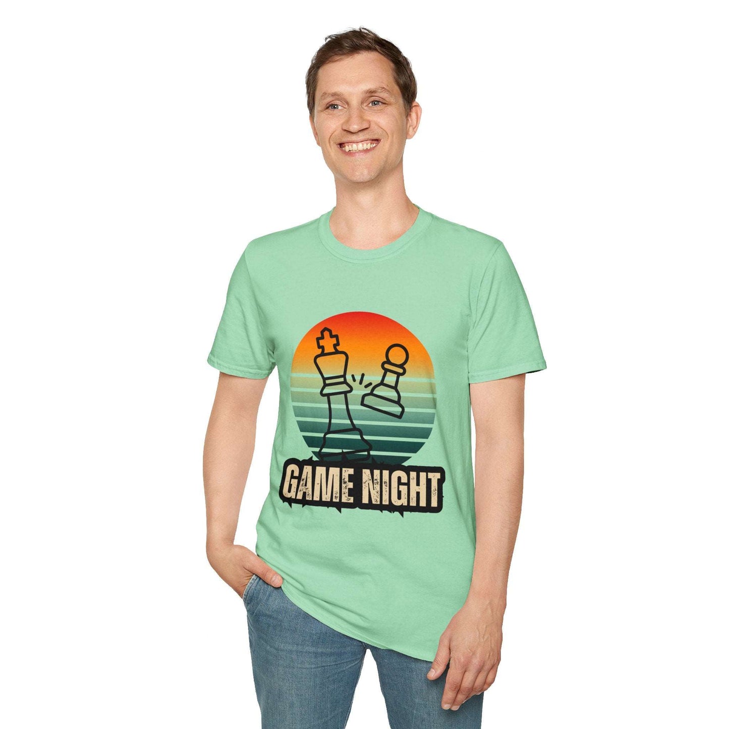 "Game Night" | Chess Design | Dice and Thread | Unisex Soft-Style T-Shirt