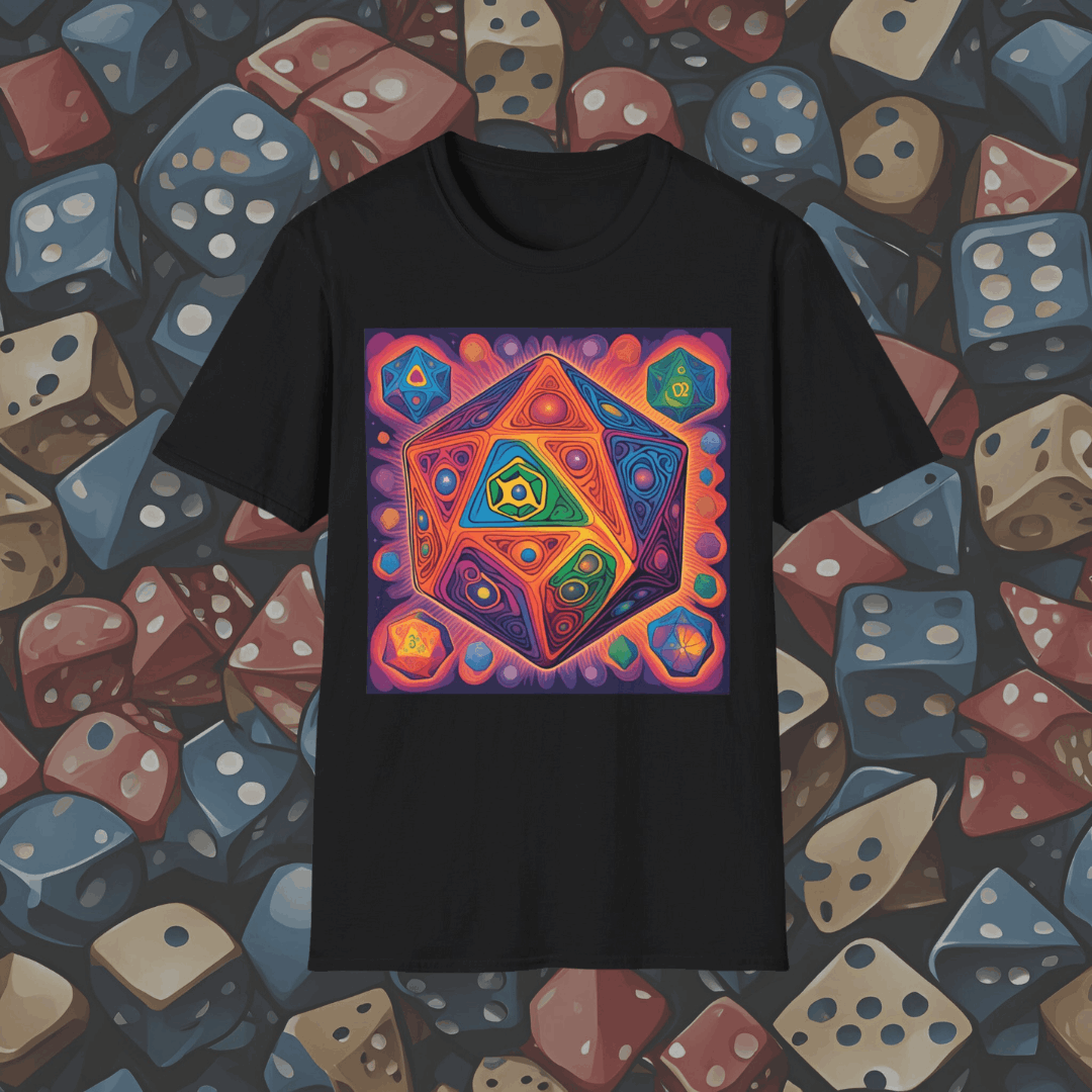 Retro Colourful D20 T-shirt | Dice and Thread  | Unisex T-Shirt