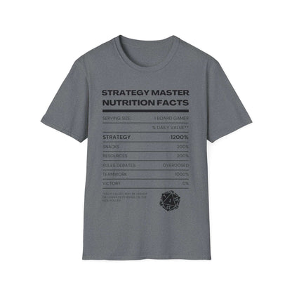 Strategy Master Nutrition Facts | Dice and Thread | Nutrition Facts T-Shirt