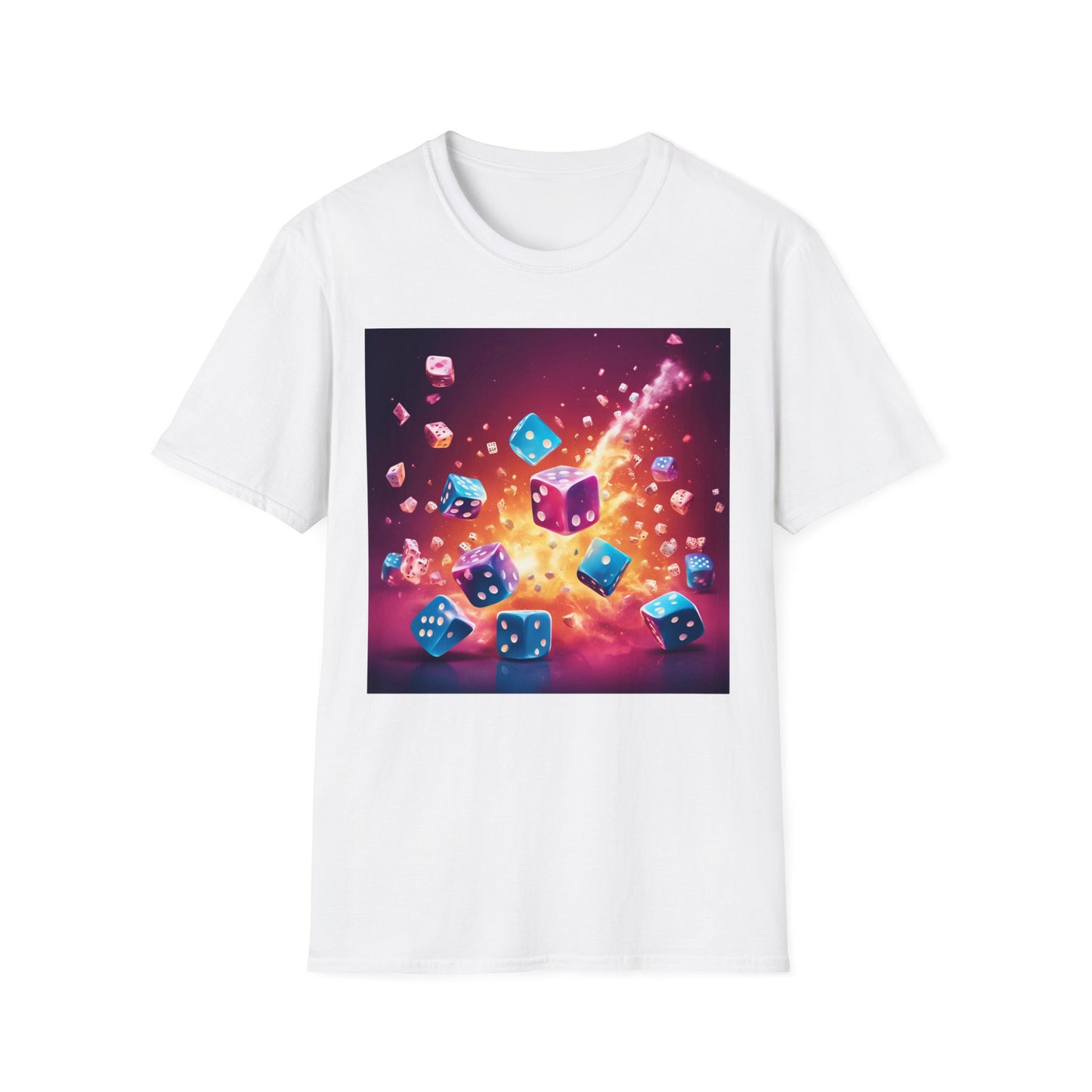 Retro Artistic exploding Dice | Dice and Thread | Unisex Soft-Style T-Shirt