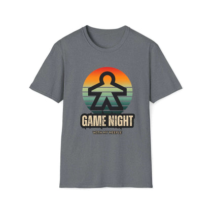 "Game Night with My Meeple" | Meeple Design | Dice and Thread | Unisex Soft-Style T-Shirt