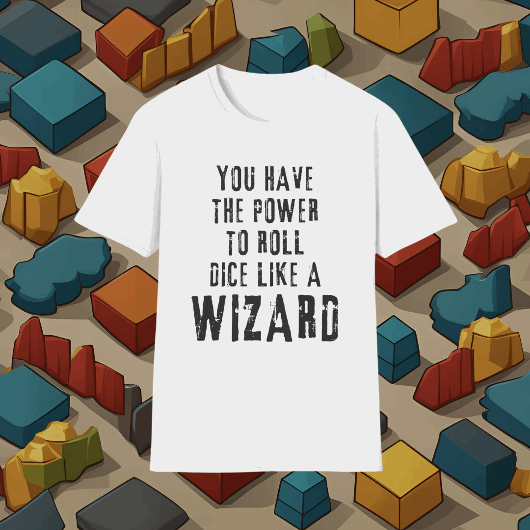 Roll like a wizard | Dice and Thread | Funny Printed Graphic T-Shirt Board Game