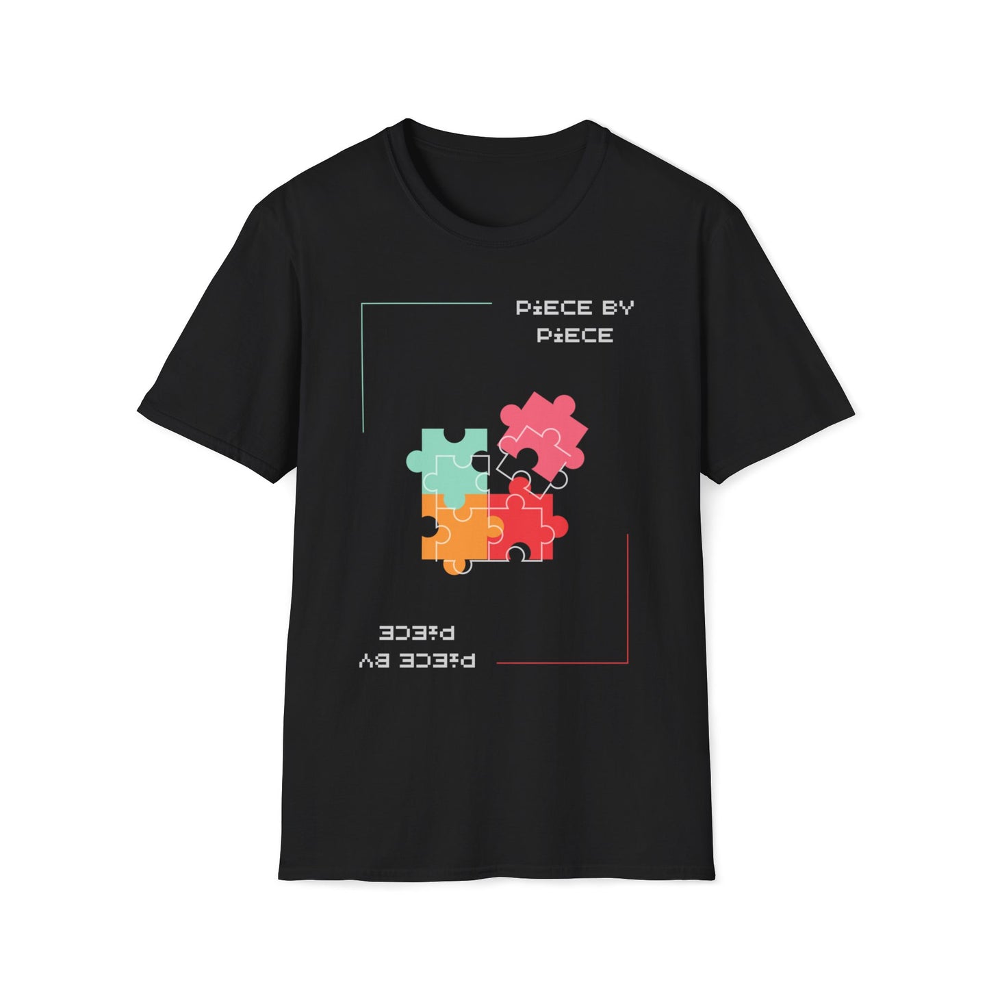 "Piece by Piece" |  Puzzle Pieces | Dice and Thread  | Unisex Soft-Style T-Shirt