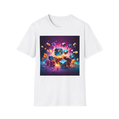 Exploding Dice Neon | Dice and Thread | Unisex Soft-Style T-Shirt