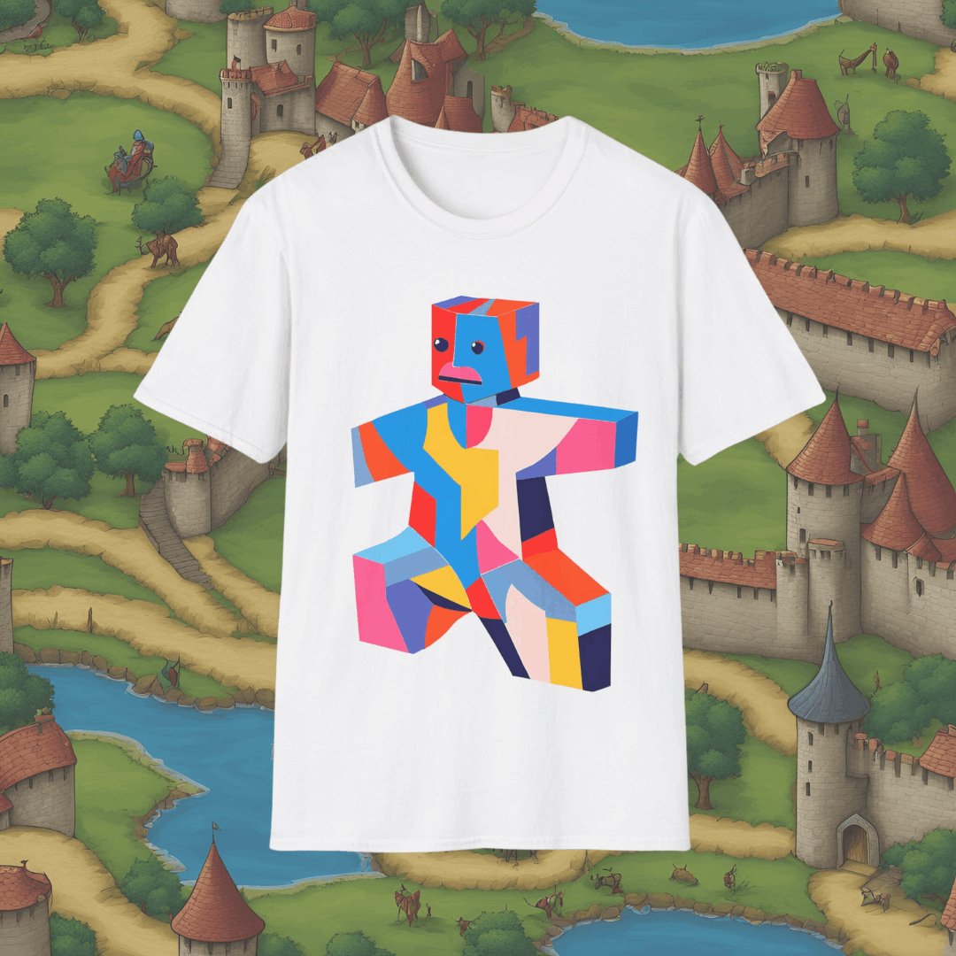 Cubism Meeple | Dice and Thread  | Unisex Soft-Style T-Shirt